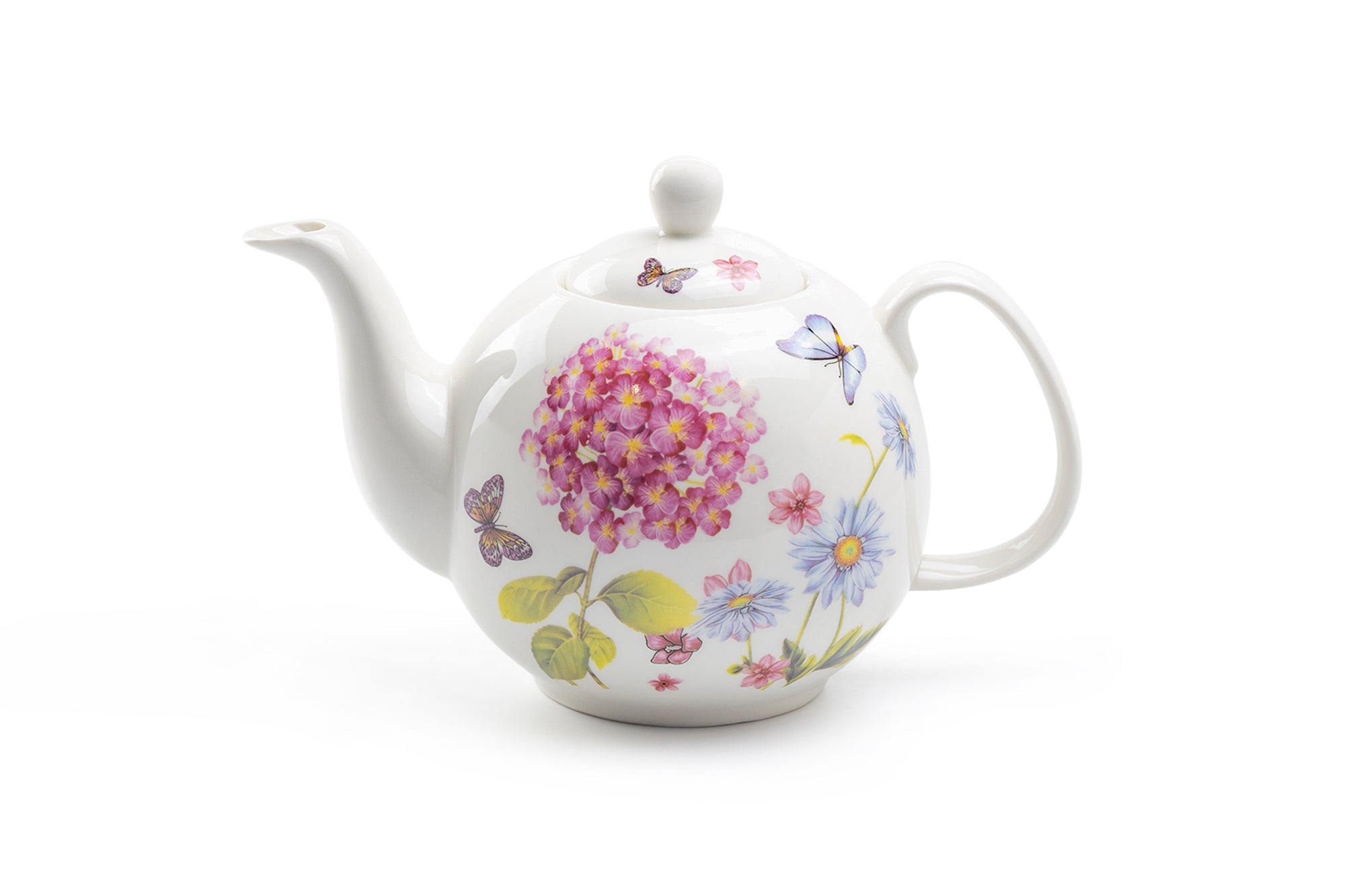 Hydrangea with Butterflies Fine Porcelain Teapot