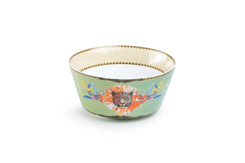Summer Savanna Leopard Green Fine Porcelain Bowl