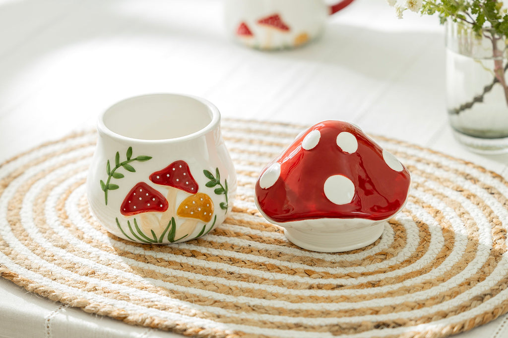 Fairytale Red Mushroom 6.25" Medium Size Canister