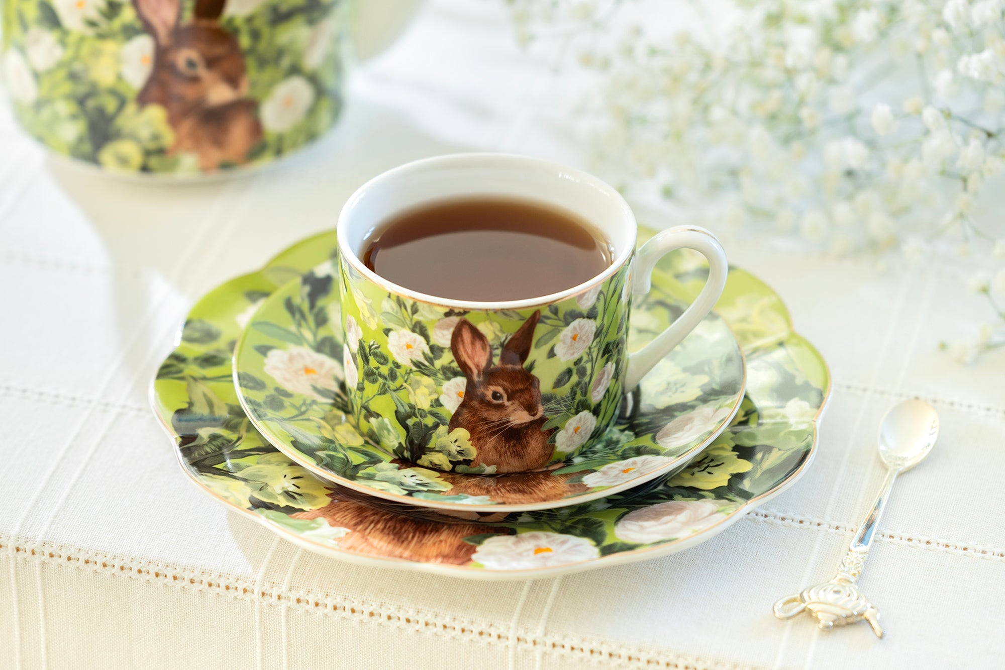 Bunny in Bloom Fine Porcelain Cup and Saucer