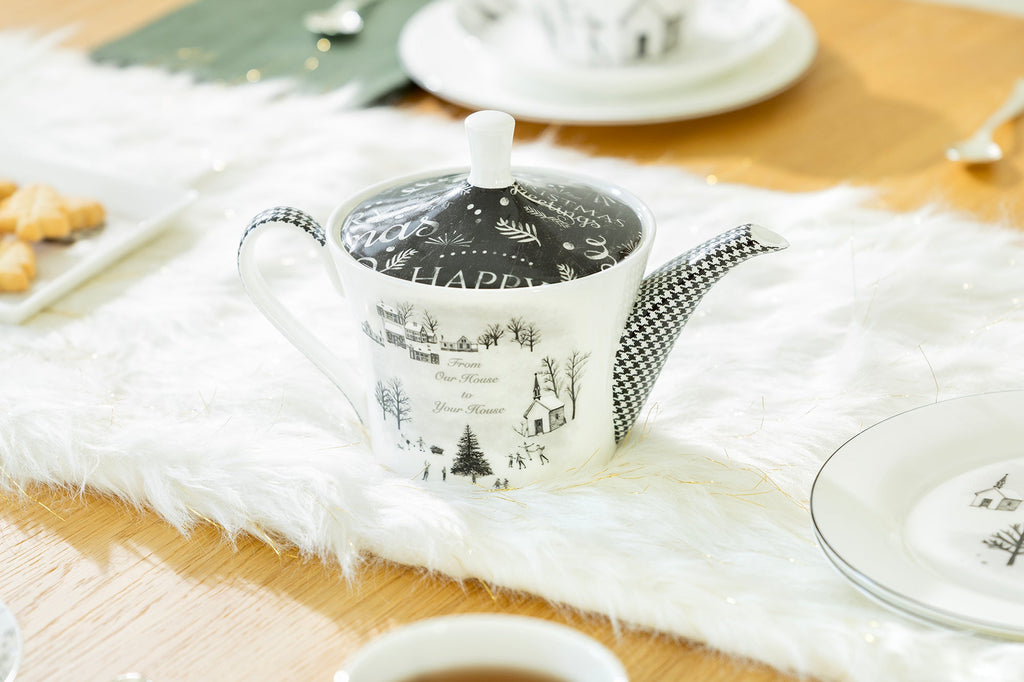 Winter Wonderland Snowman Village Bone China Tea Set