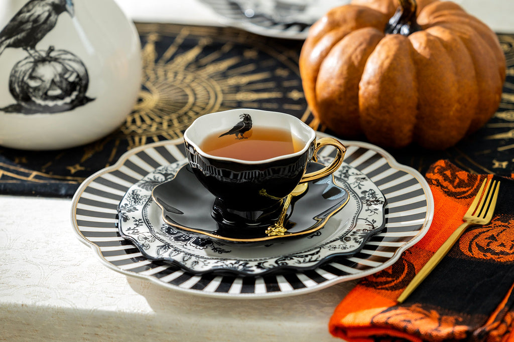 Raven Black Gold Tea Cup and Saucer - CLEARANCE