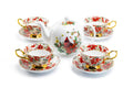 Cardinal Poinsettia Chintz Gold Bone China Tea Set