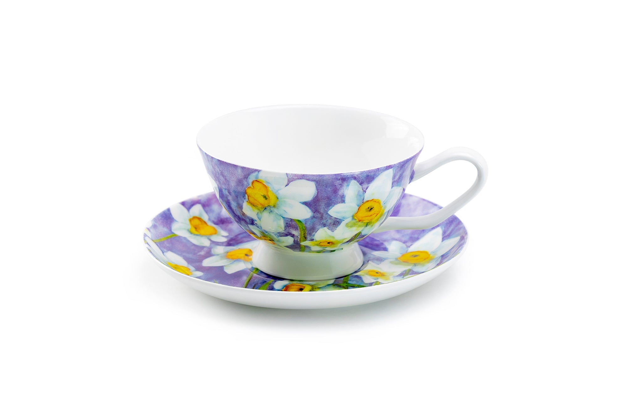 Daffodil Purple Bone China Tea Cup and Saucer