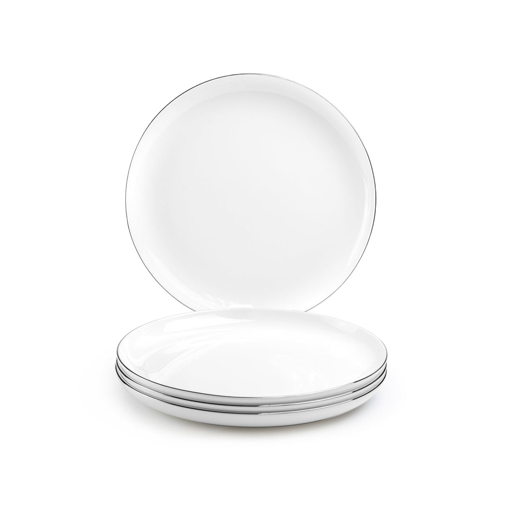 Silver Rim Blanc Bone China Dessert/Dinner Plate