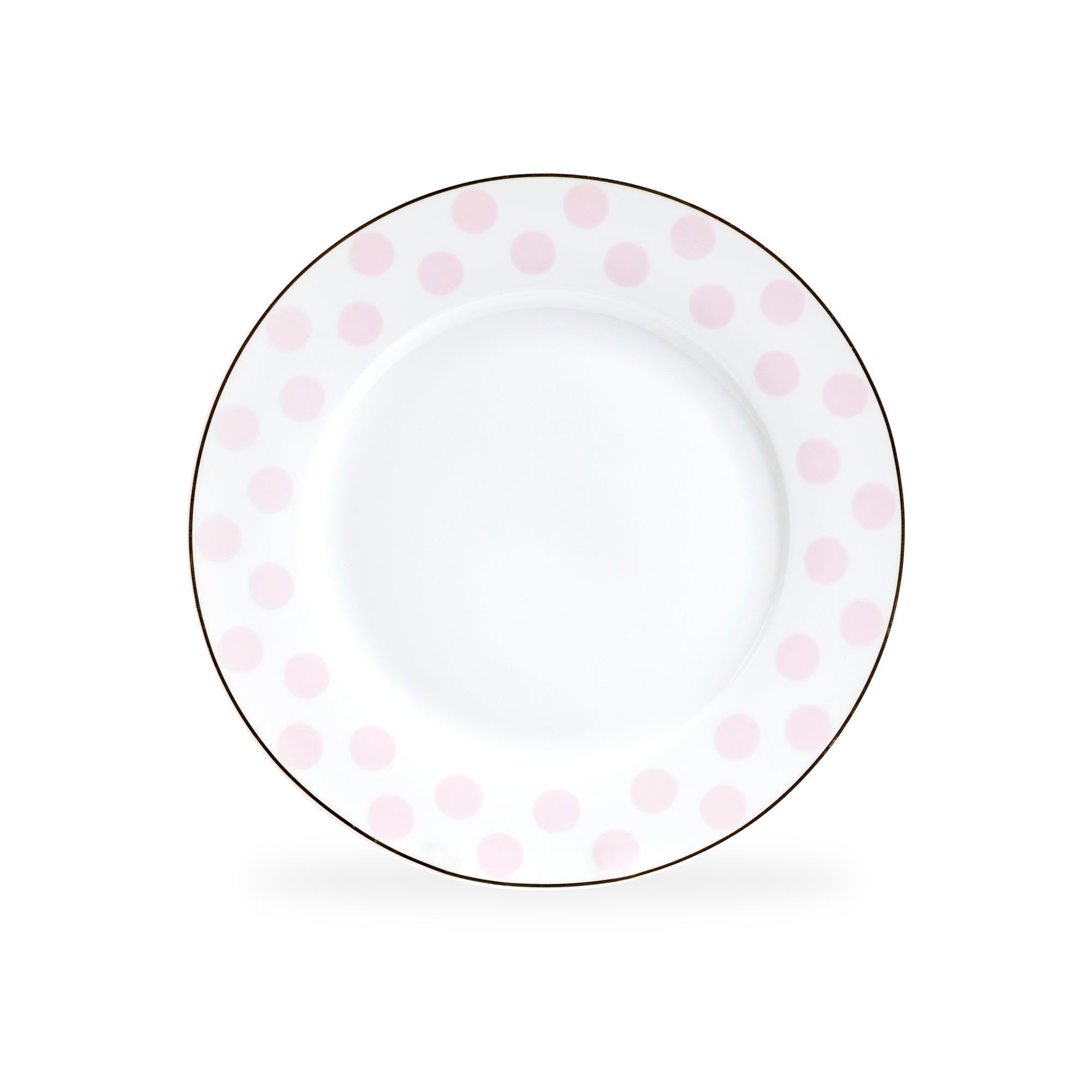 8" Pink Polka Dots Fine Porcelain Dessert Plate