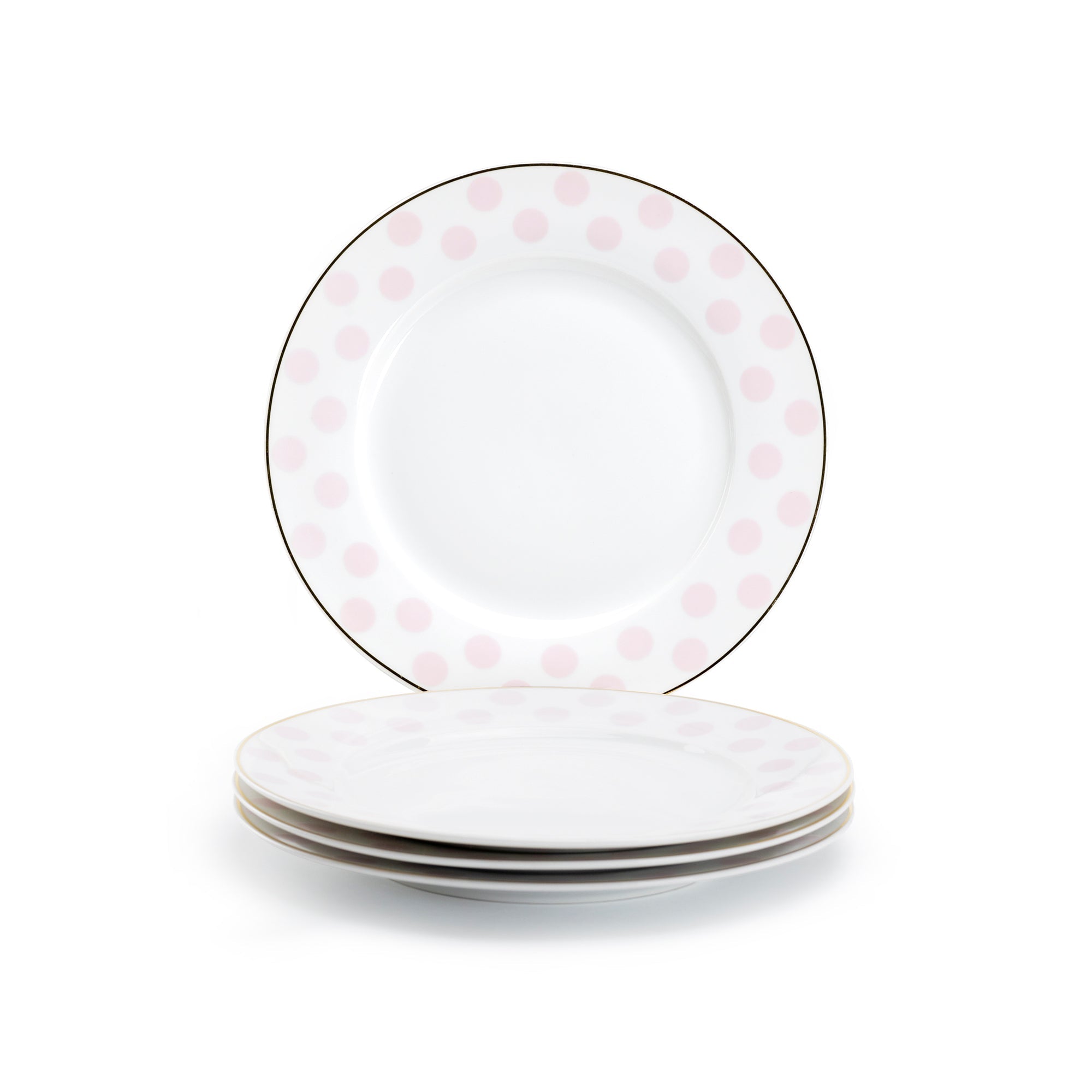 8" Pink Polka Dots Fine Porcelain Dessert Plate