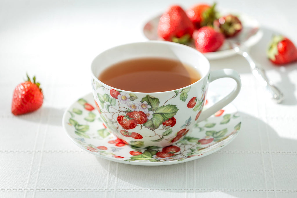 Strawberry Fine Porcelain Breakfast Jumbo Cup and Saucer