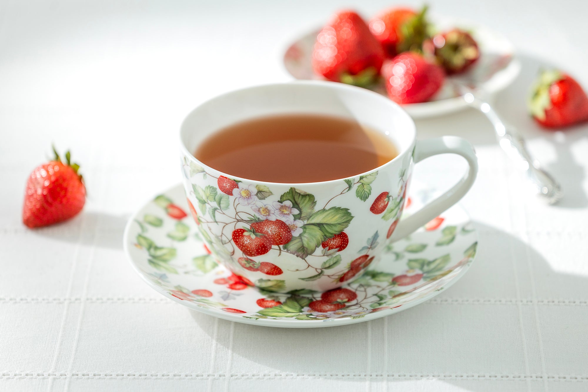 Strawberry Fine Porcelain Breakfast Jumbo Cup and Saucer