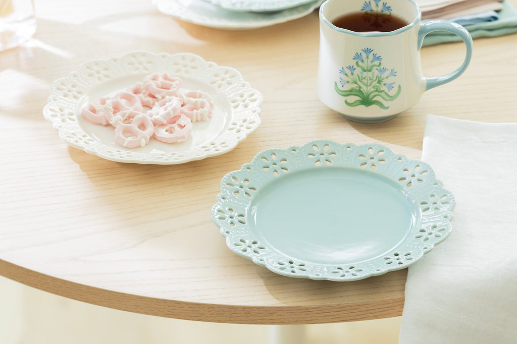 Blue Lace Blossom Fine Porcelain Dessert Plate