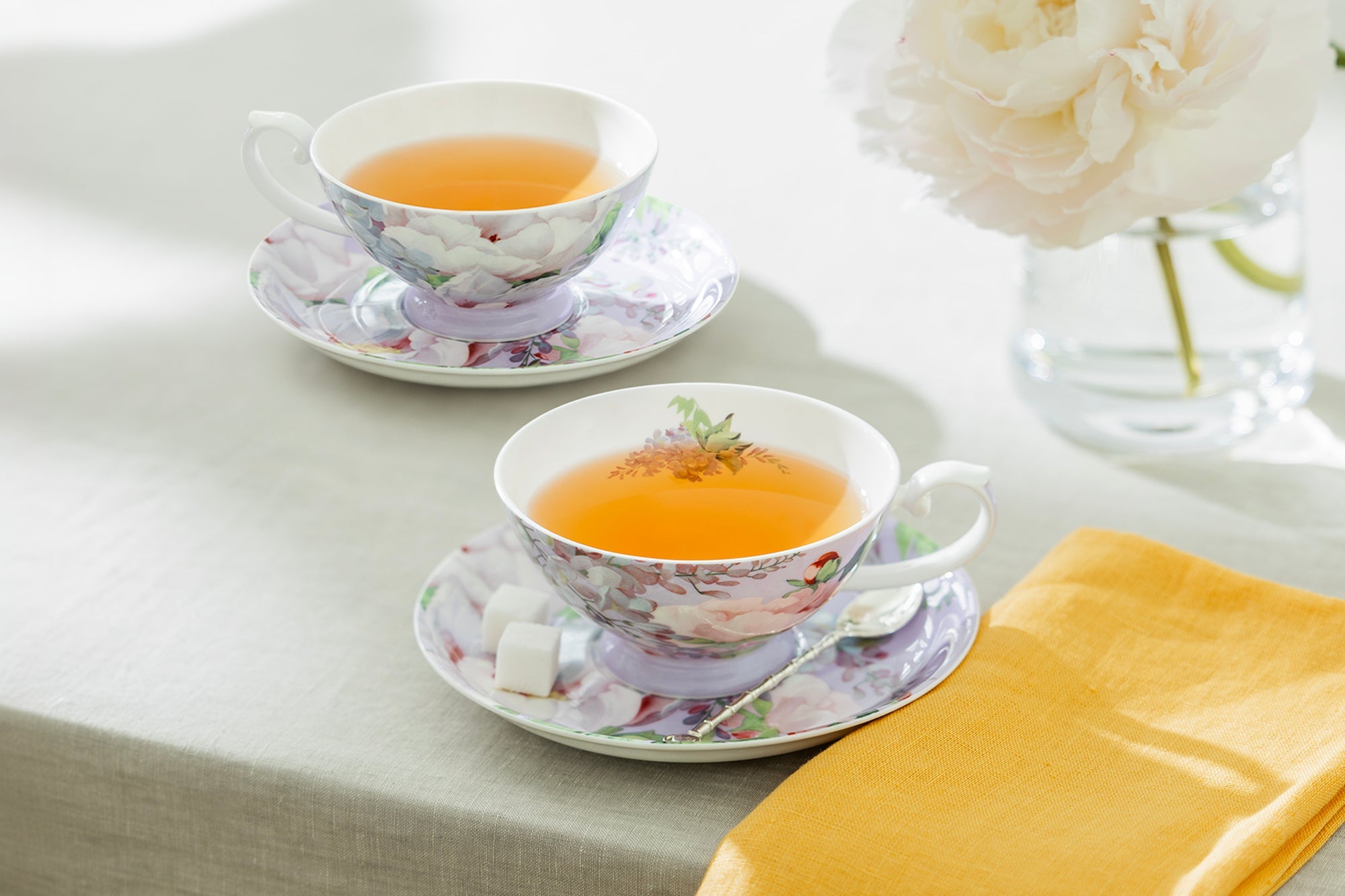 Peony Purple Bone China Cup and Saucer