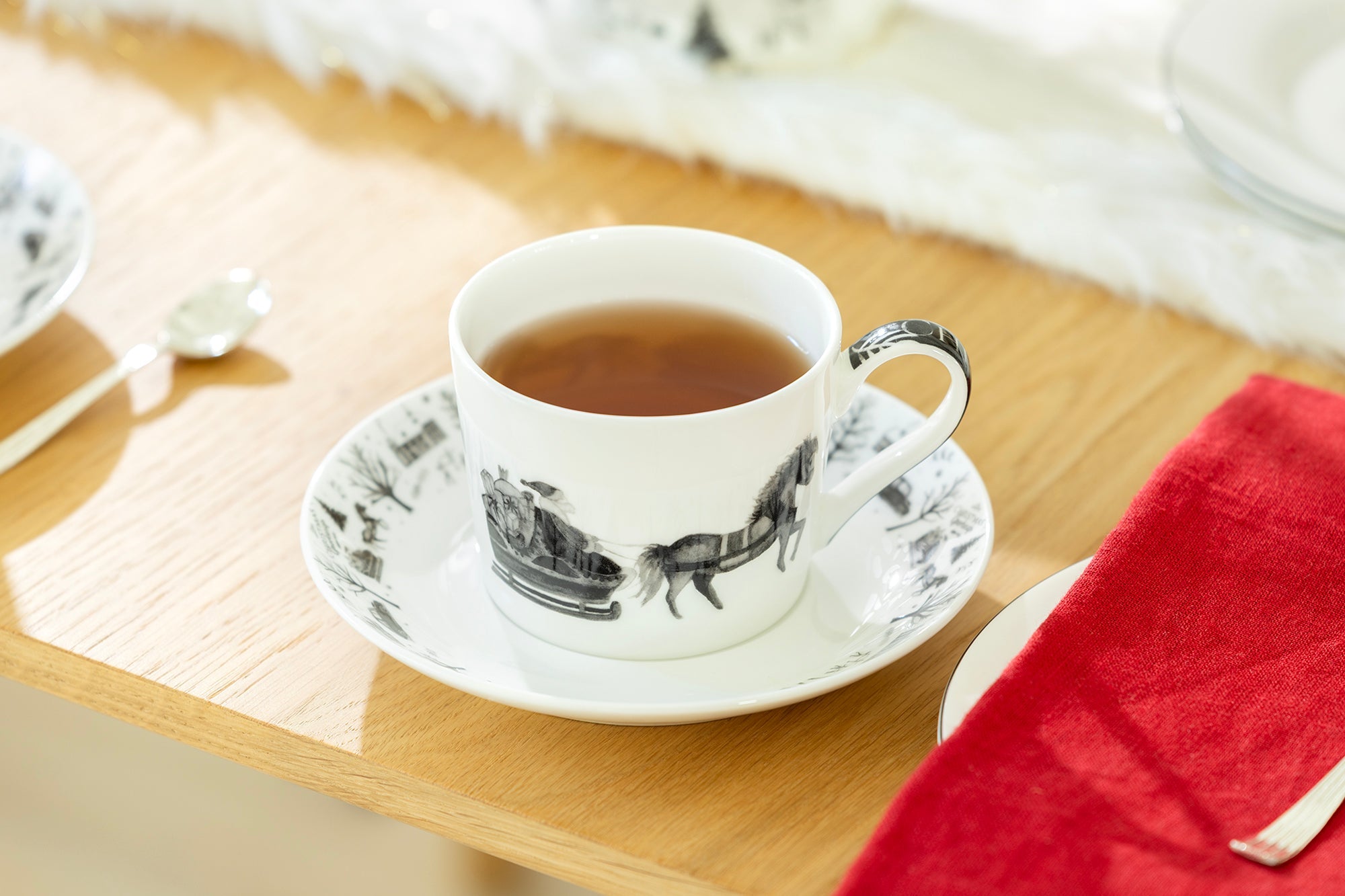 Winter Wonderland Santa Carriage Bone China Tea Set