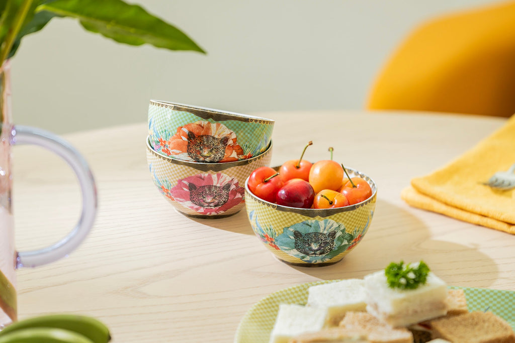 Summer Savanna Leopard Fine Porcelain Tidbit Bowls Set of 3 with Gift Box