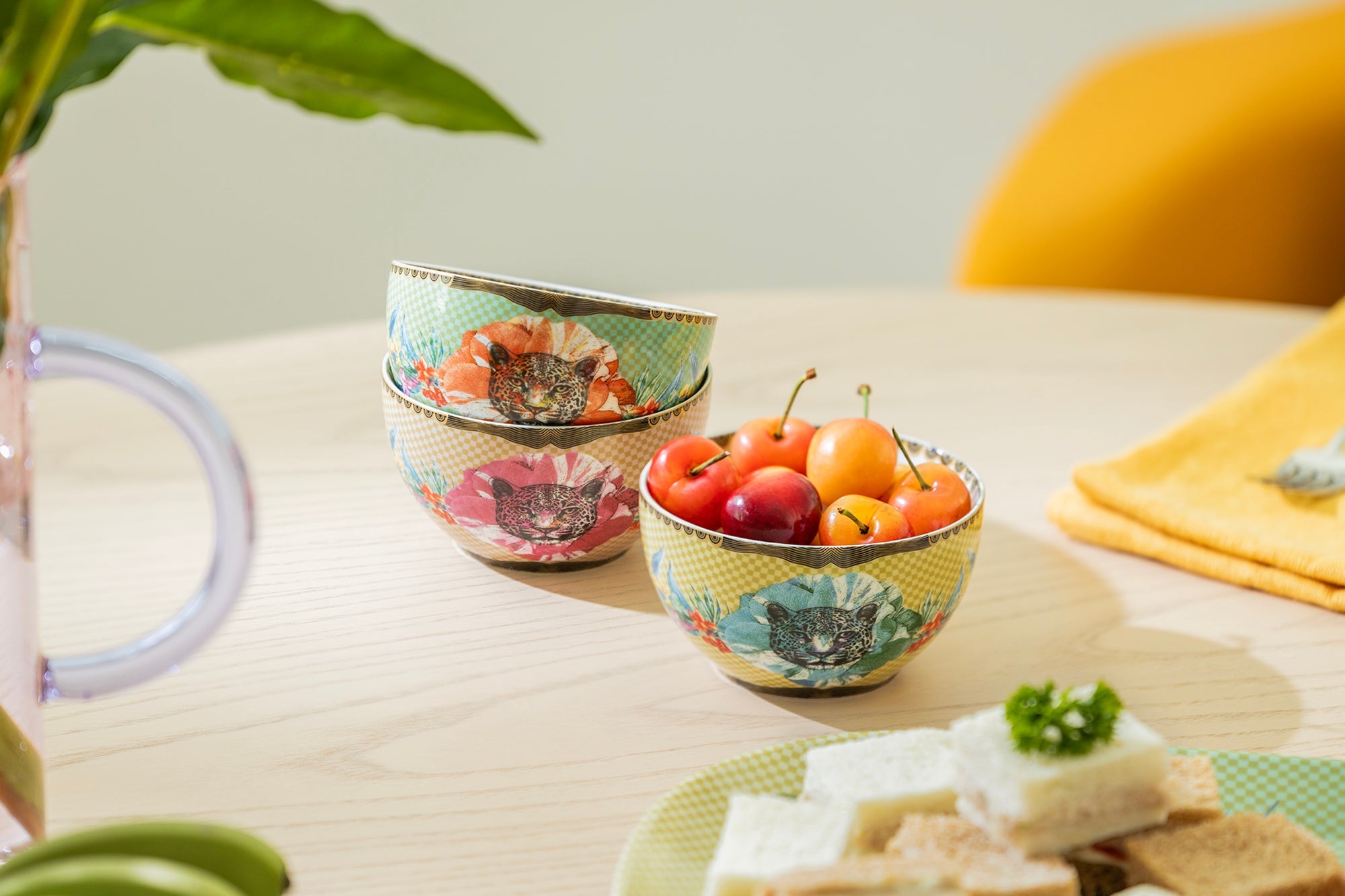 Summer Savanna Leopard Fine Porcelain Tidbit Bowls Set of 3 with Gift Box