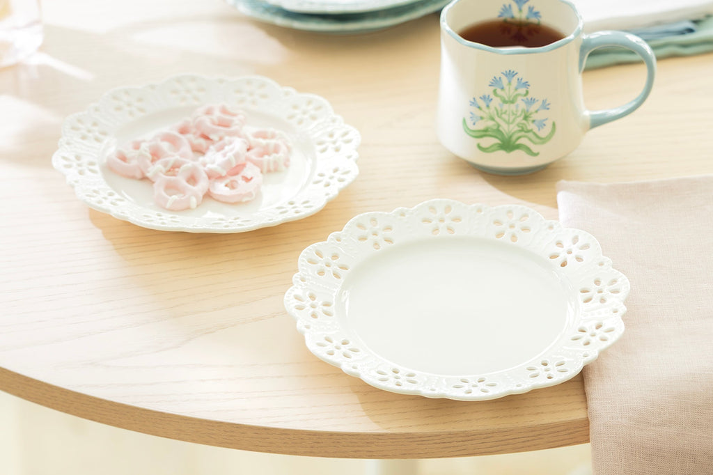 White Lace Blossom Fine Porcelain Dessert Plate