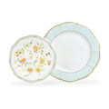 Yellow Corn Flowers with Mint Rim Fine Porcelain Dessert/Dinner Plate