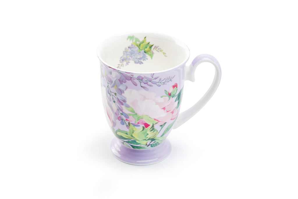 Peony Bloom Purple Bone China Mug