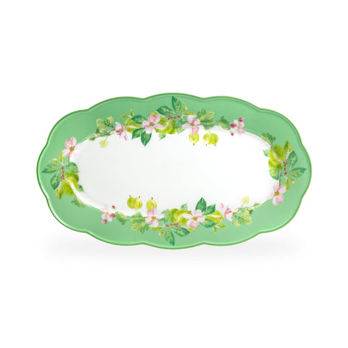 13.75" Apple Blossom Orchard Bone China Oval Serving Platter with Gift Box