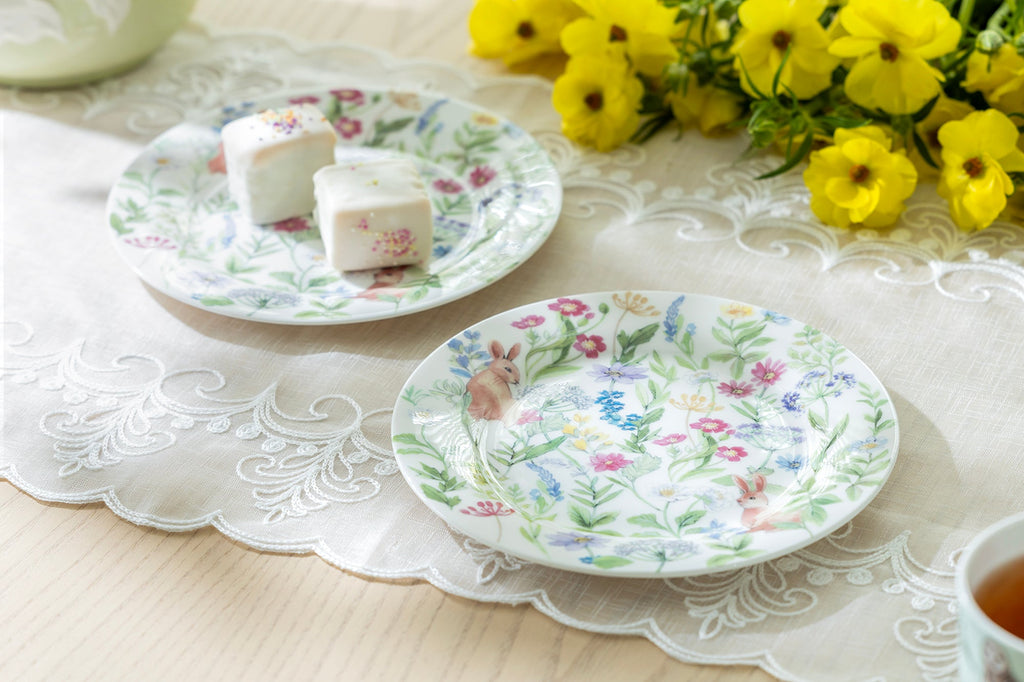 7.5" Bunny Meadow Bone China Dessert Plate Set of 4