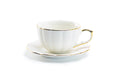 White Gold Scallop Fine Porcelain Tea / Latte Cup and Saucer