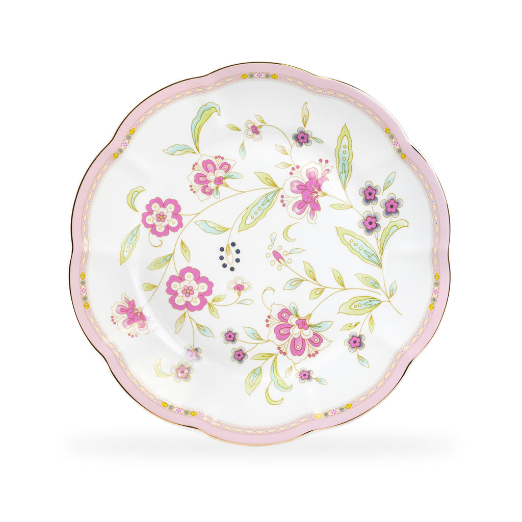 Pink Corn Flowers with Pink Rim Fine Porcelain Dessert/Dinner Plate