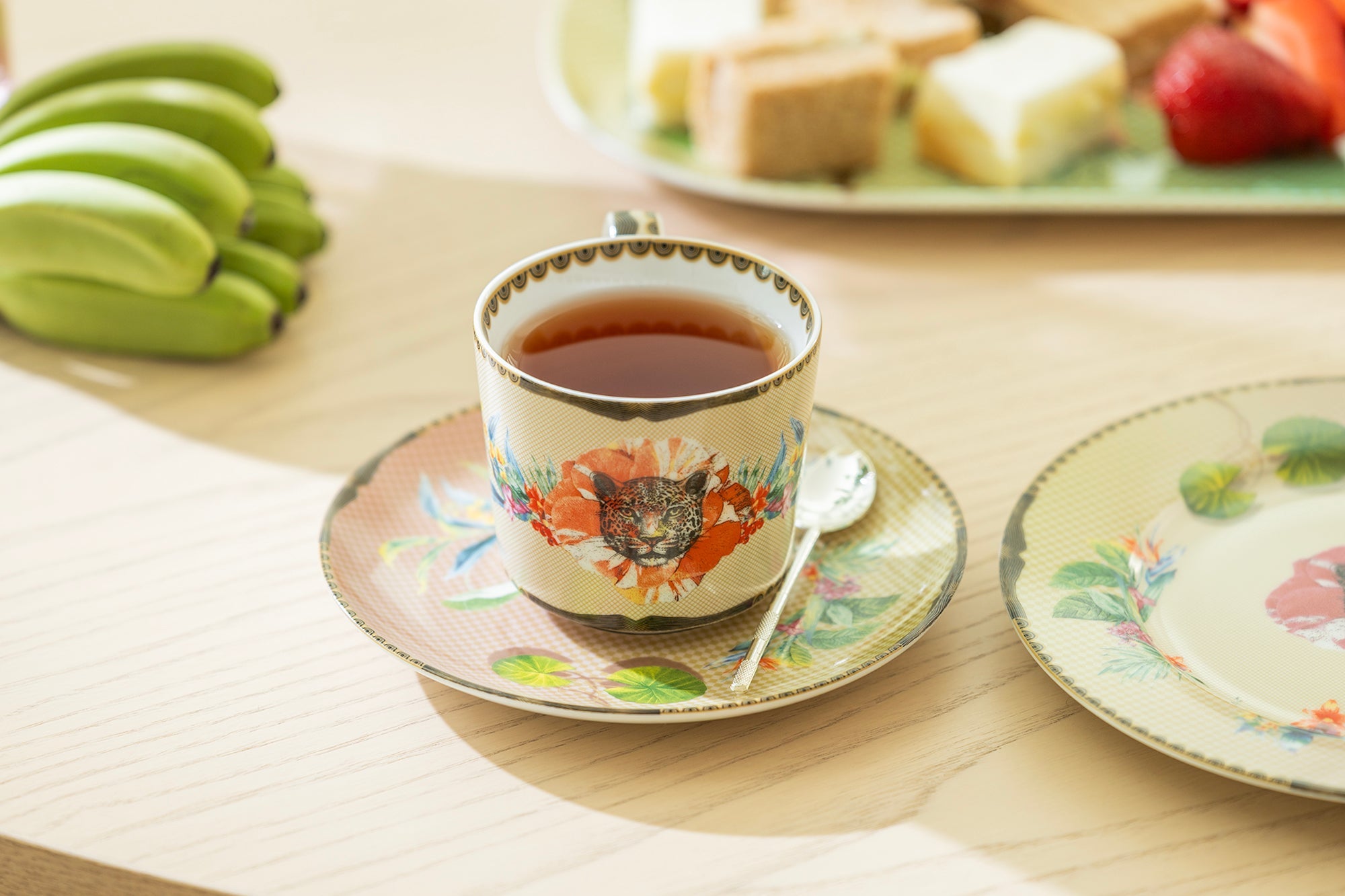 Summer Savanna Leopard Fine Porcelain Cup and Saucer Set of 2 with Gift Box