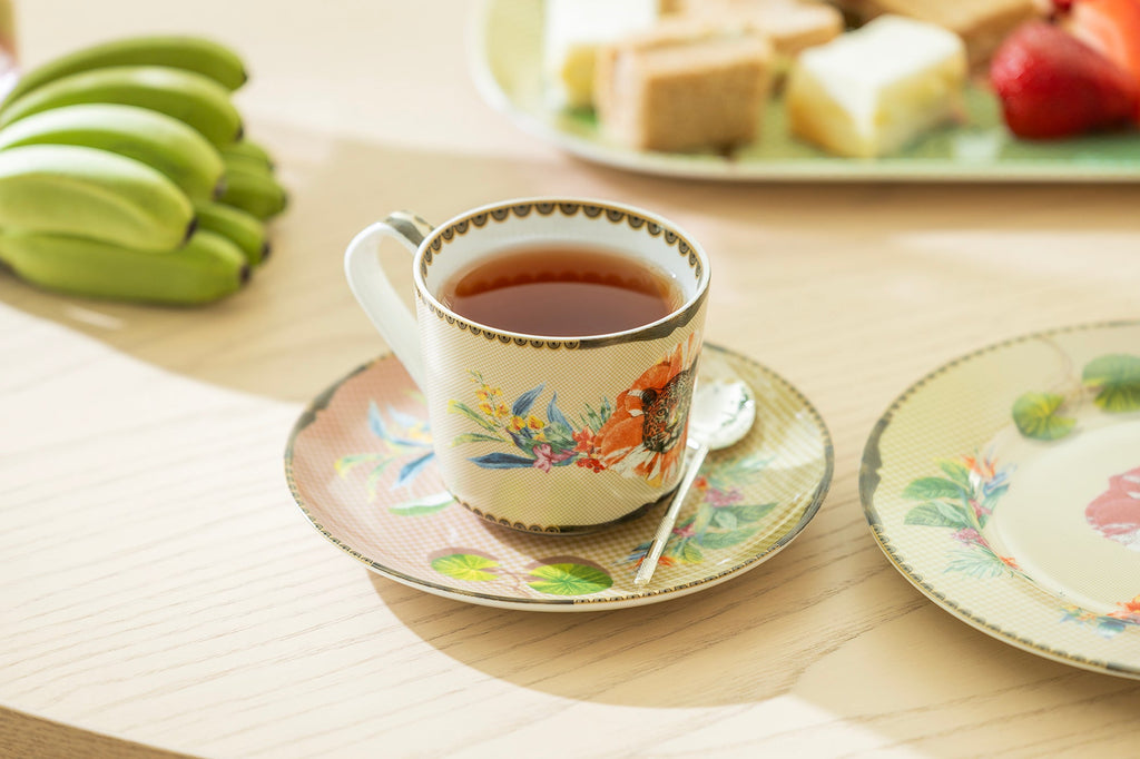Summer Savanna Leopard Fine Porcelain Cup and Saucer Set of 2 with Gift Box