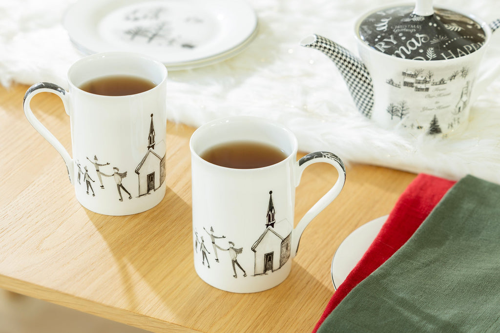 Winter Wonderland Ski Village Bone China Mug