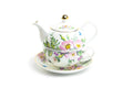 Pink Hollyhock Fine Porcelain Tea For One Set