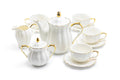 White Gold Scallop Fine Porcelain Tea Set