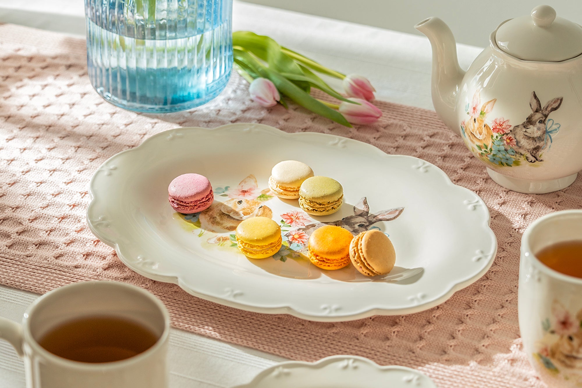14.5" Flower Bunny Scallop Oval Serving Platter