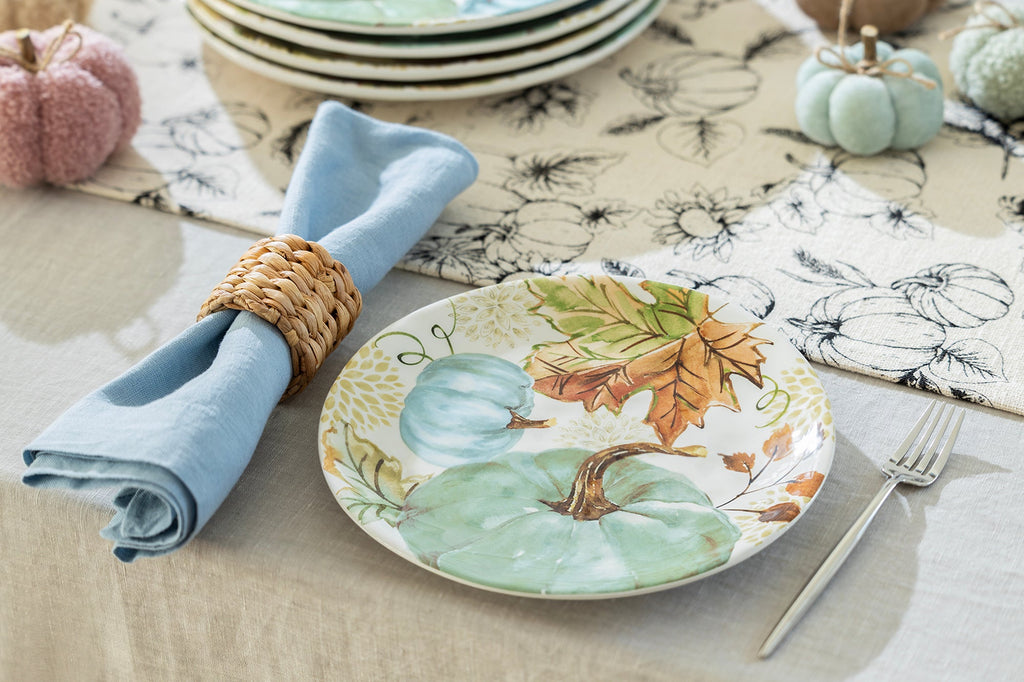 Fall Pumpkins with Leaves Dessert/Dinner Plate
