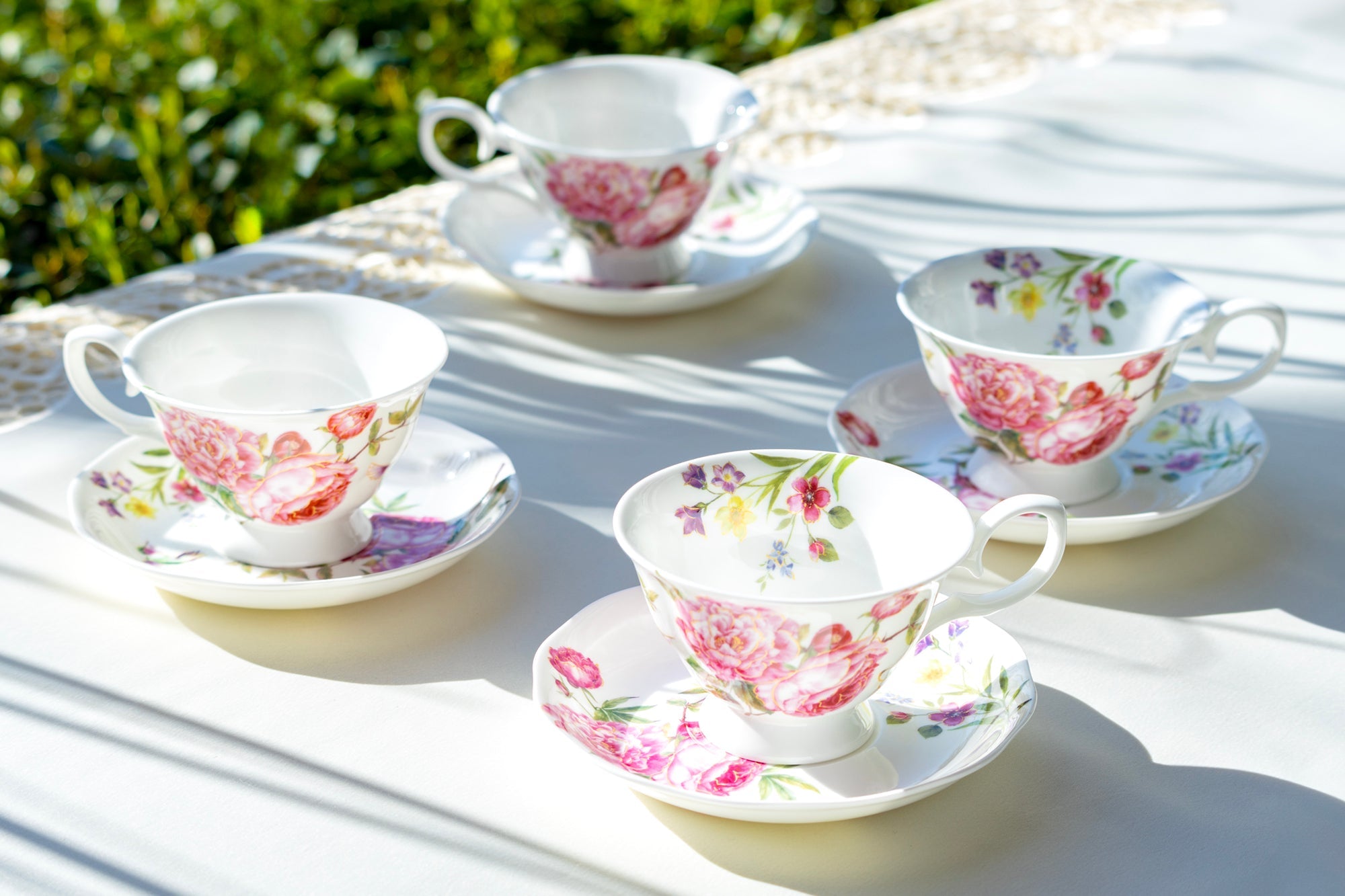 Pink Rose with Hummingbird Bone China Tea Cup and Saucer