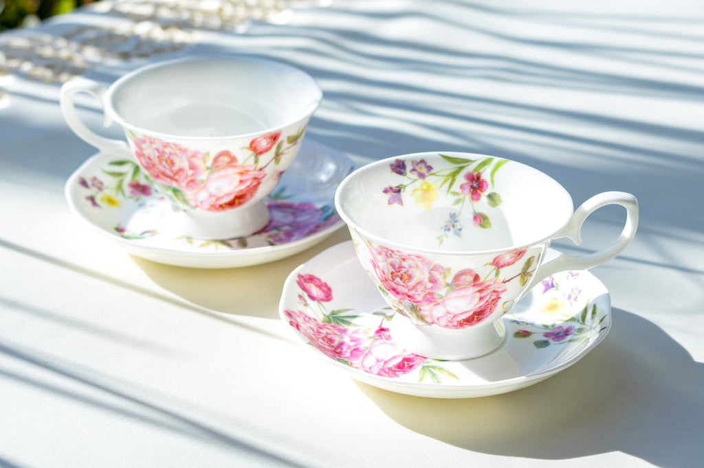 Pink Rose with Hummingbird Bone China Tea Cup and Saucer