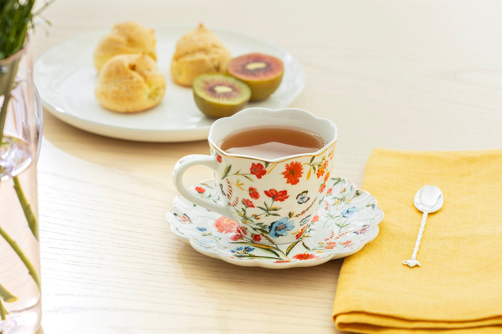 Butterfly Poppy Fine Porcelain Tea Cup and Saucer