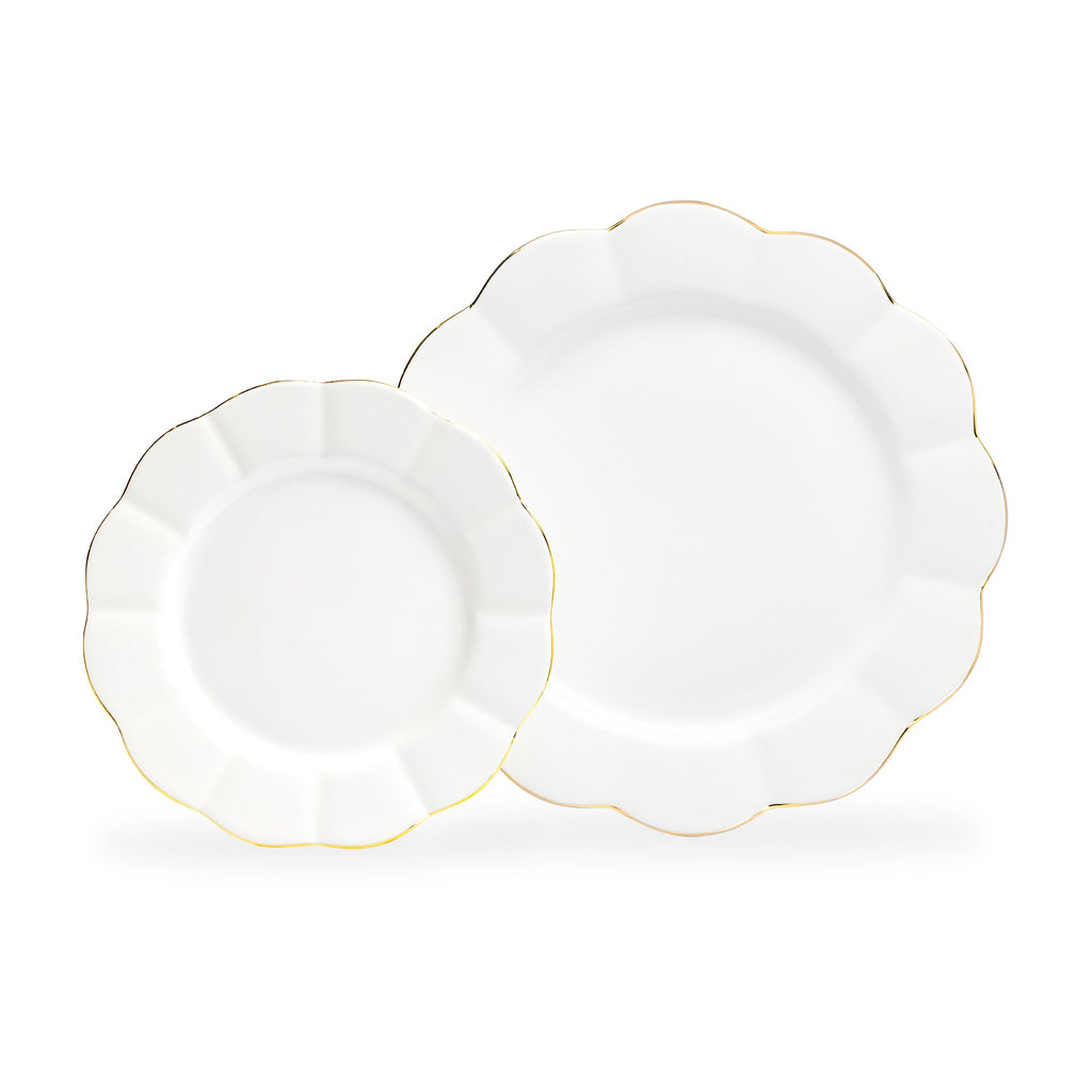 White Gold Scallop Fine Porcelain Dessert/Dinner Plate