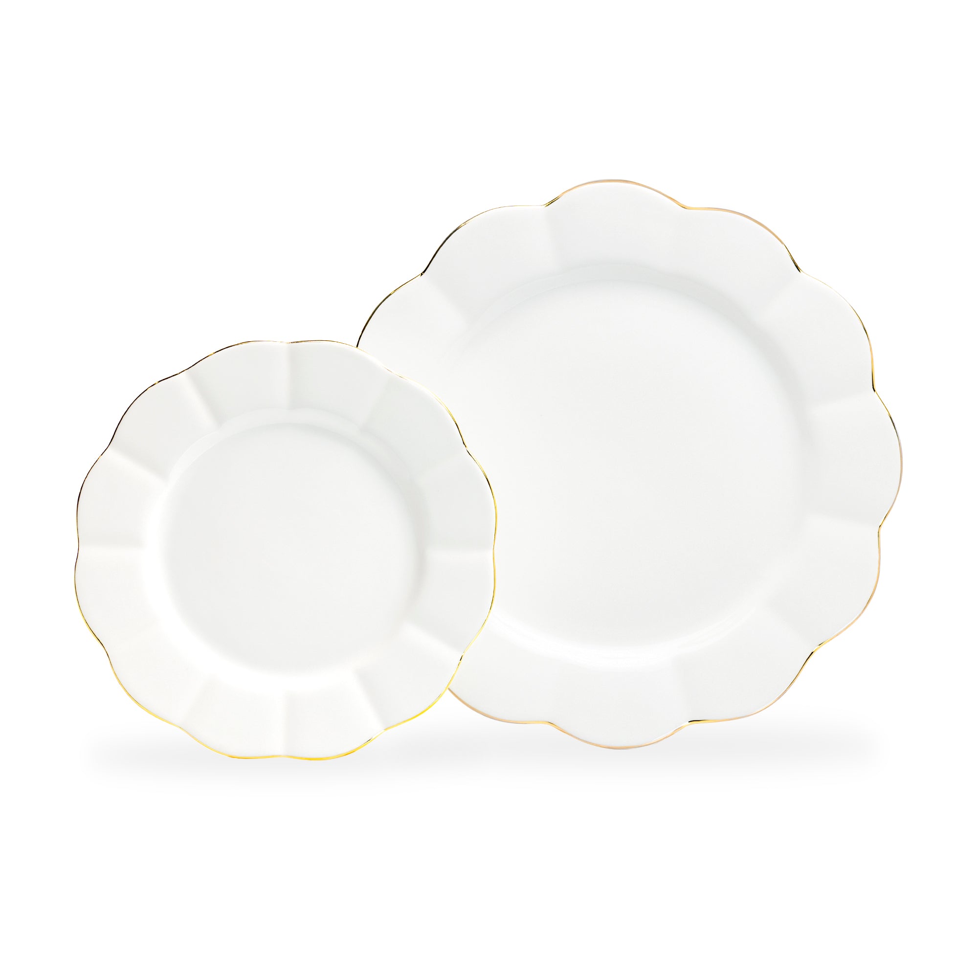 White Gold Scallop Fine Porcelain Dessert/Dinner Plate