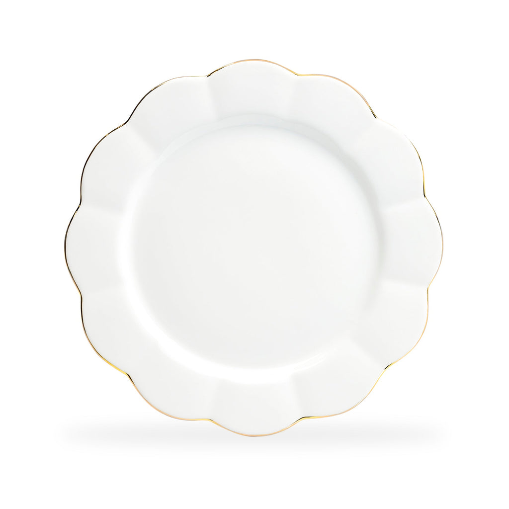 White Gold Scallop Fine Porcelain Dessert/Dinner Plate