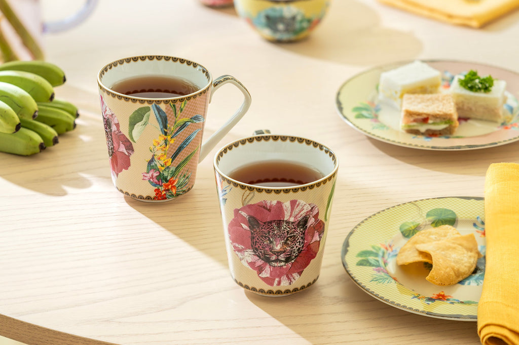 Summer Savanna Leopard Pink Fine Porcelain Mug