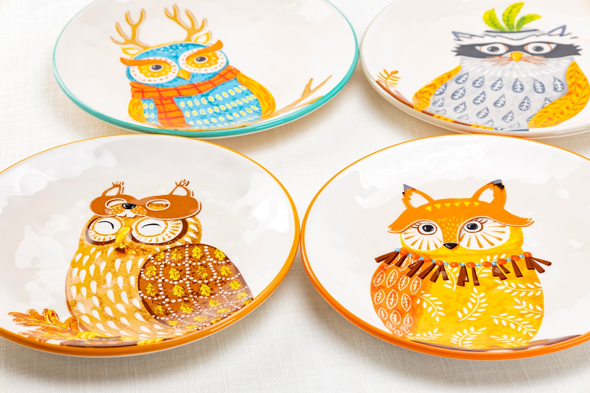 8.5" Assorted Owls Salad / Dessert Plate Set of 4