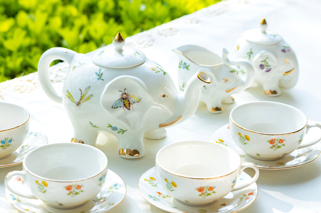 Summer Garden Elephant Fine Porcelain Tea Set