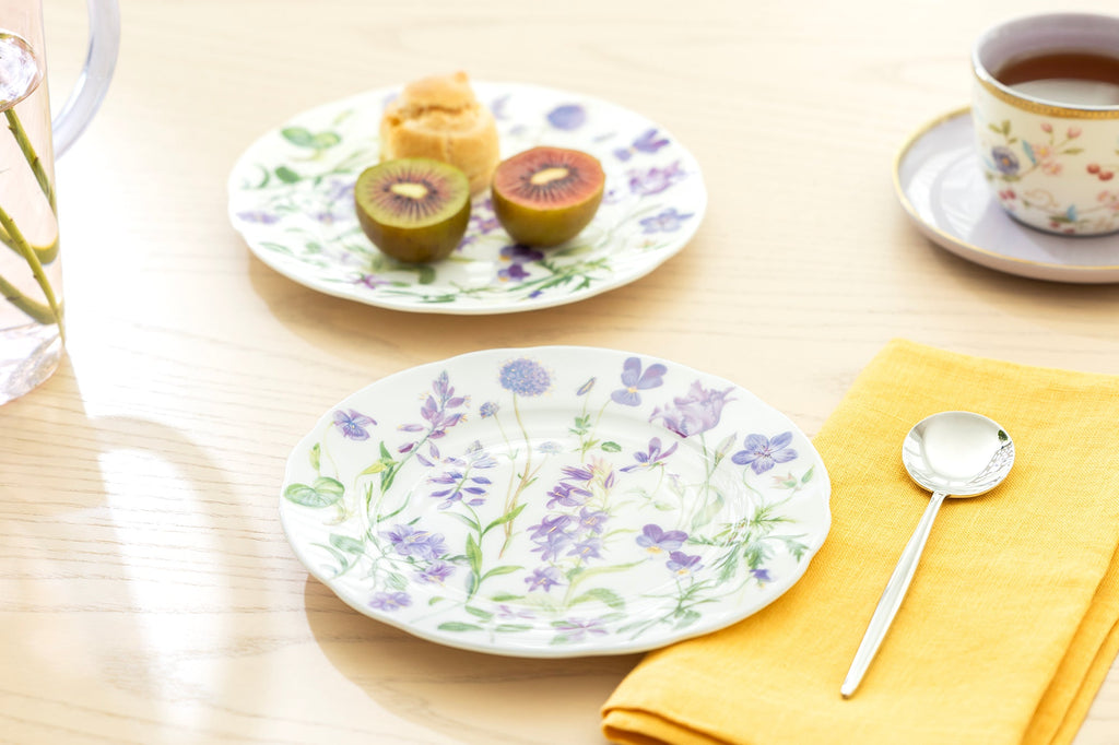 7.5" Purple Meadow Bone China Dessert Plate