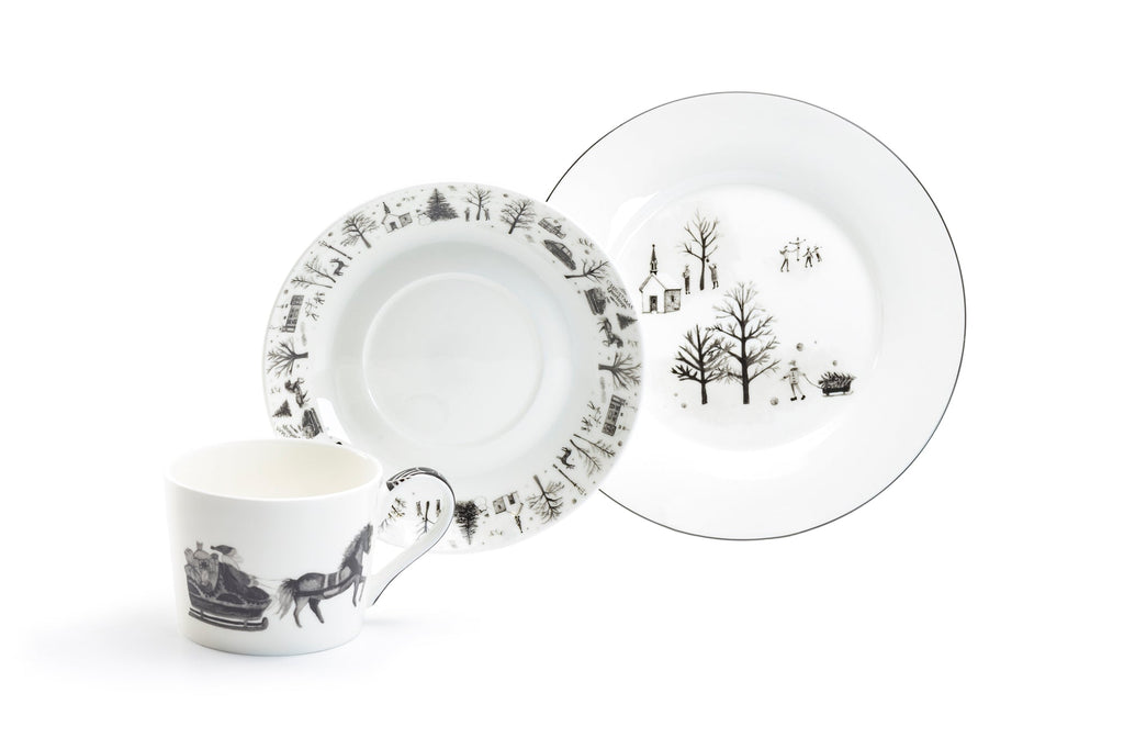 7.5" Winter Wonderland Snow Village Bone China Dessert Plate