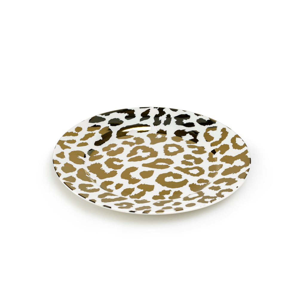 Gold Leopard Fine Porcelain Dessert/Dinner Plate