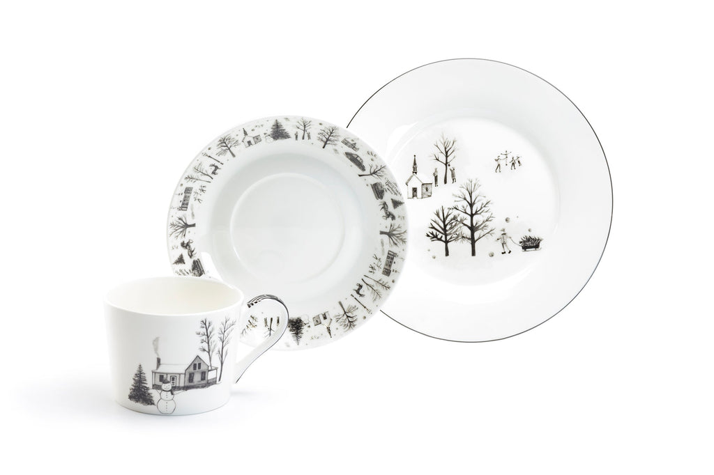 7.5" Winter Wonderland Snow Village Bone China Dessert Plate