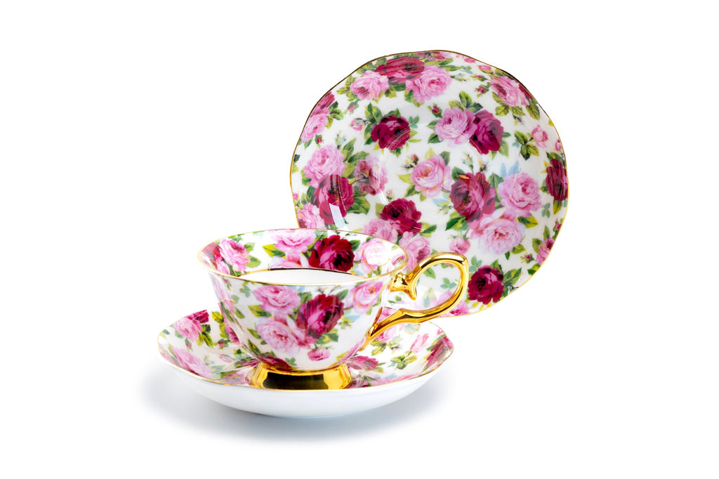 Pink Rose Gold Bone China Tea Cup and Saucer