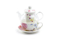 Hydrangea with Butterflies Glass and Fine Porcelain Tea For One Set