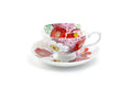 Red Poppy Bone China Tea Cup and Saucer