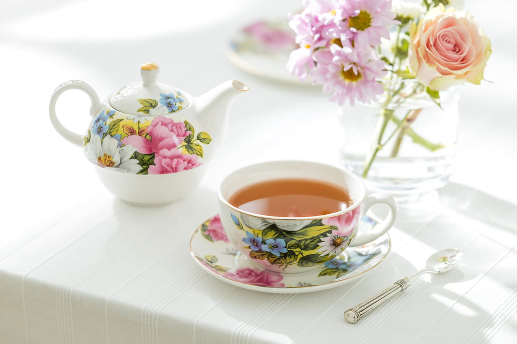 Grace's Rose Fine Porcelain Tea For One Set with Pink Gift Box