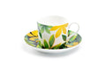 Green Gold Leaves Bone China Cup and Saucer